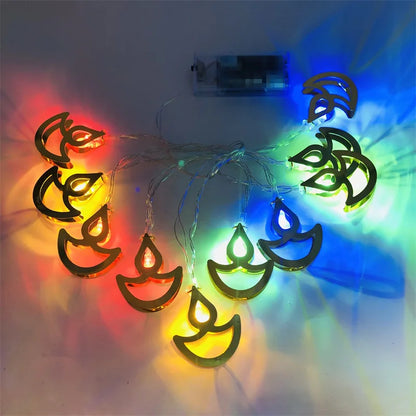 Mini LED String Light Gold AUM OM Lakshmi Ganesha String Light for Deepavali Diwali Party Decoration Festival Golden String Lamp