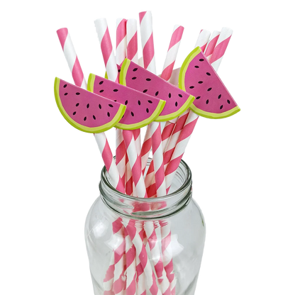 10pcs Flamingo Pineapple Paper Straws Disposable Tropical Fruit Straws Summer Striped Drinking Straws Luau Hawaiian Beach Party