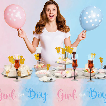 Gender Reveal Party Supplies Disposable Tablecloth Waterproof Table Cover for Boy or Girl Baby Shower Birthday Party Decorations