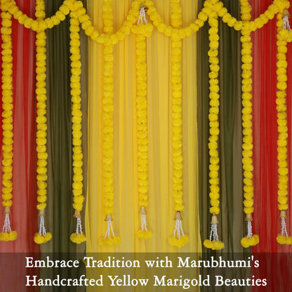 5-50pcs Marigold Flower Garlands Artificial Flower Garland for Indian Décor,Pooja, Diwali, Fiesta Day of The Dead, Mexican Party