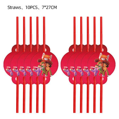 Disney Turning Red Party Supplies Paper Napkin Tablecloth Plates Balloons Panda Theme Baby Shower Kids Birthday Party Decoration