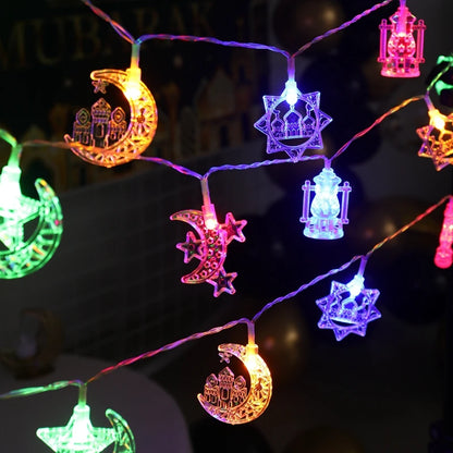 1.5M 10LED EID Mubarak String Lights Islam Muslim Festival Party Decor Moon Star Castle Lantern Ramadan Decoration for Home 2025