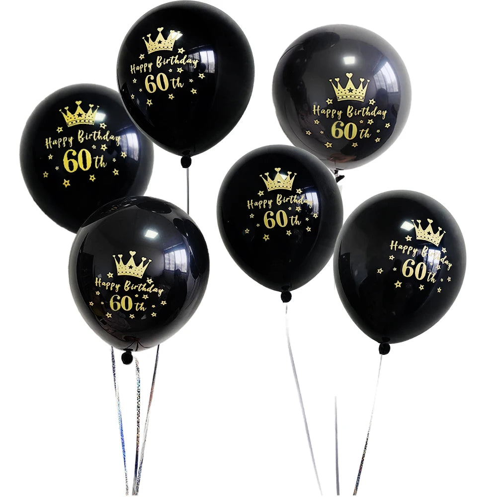 60 Years Birthday Party Decorations Happy 60th Birthday Paper Banner 12inch Latex Balloons 60th Birthday Party Hanging Supplies