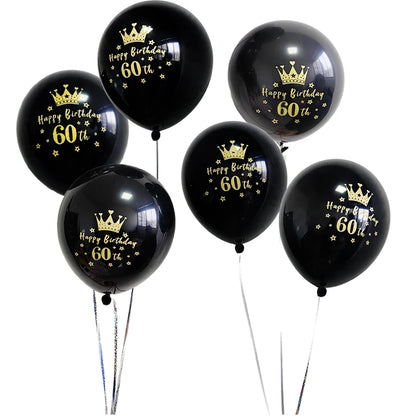 60 Years Birthday Party Decorations Happy 60th Birthday Paper Banner 12inch Latex Balloons 60th Birthday Party Hanging Supplies