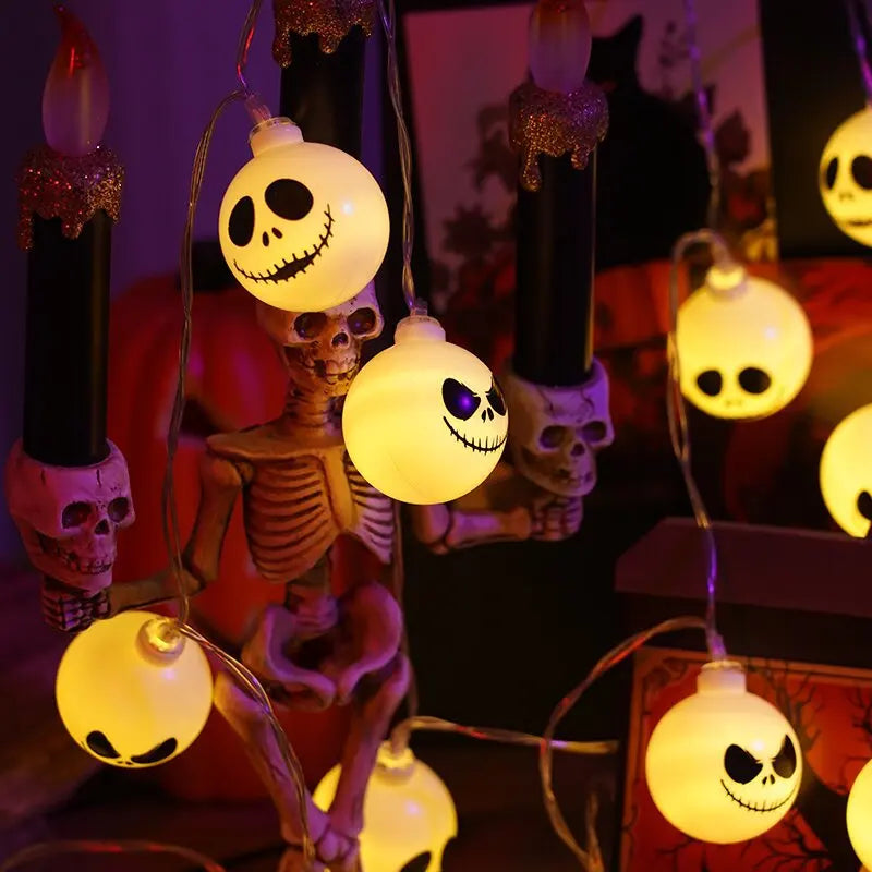 6m 40 LEDS Halloween Ghost String Lights LED Spooky Specter Fairy Lights Ghosts Battery Operated Party Indoor Decor 830