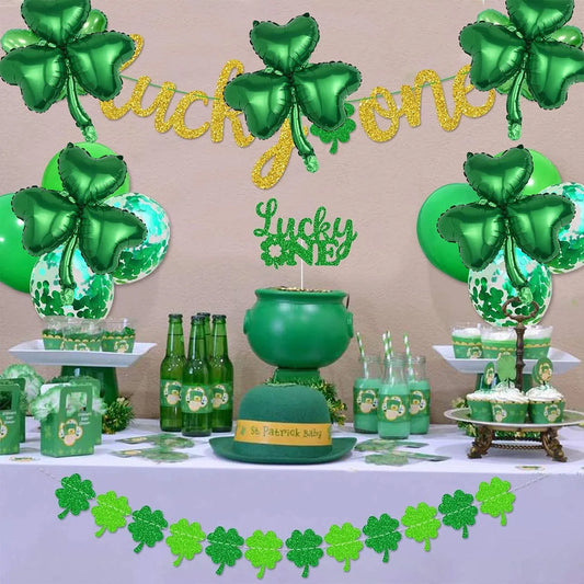St Patricks Day Lucky Clover Foil Balloons Horseshoe Beer Cup Shape Decor Irish Festival Elf Balloon Home Party Supplies