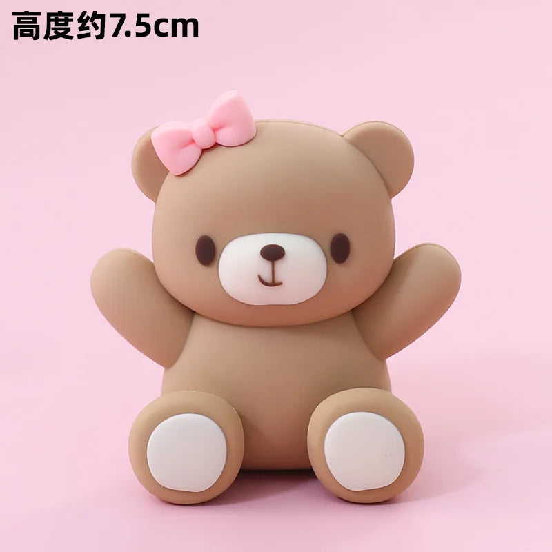 New 3D Pink Blue Bear Cake Topper Cute Mini Bear Doll Cake Decoration Boy Girl Birthday Party Gender Reveal Baby Shower Supplies