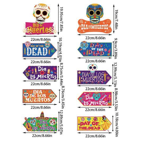 New Day of the Dead Party Skull Signs Lawn Stakes Paper Direction Signs Party Decorations