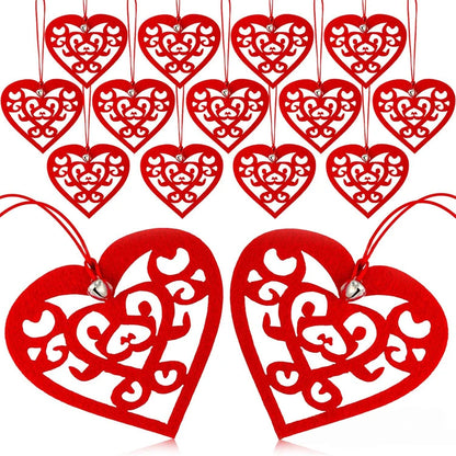 30Pcs Engraved Love Heart shaped pendant Hollow Shape DIY Crafts for Wedding Party Valentines Day Decoration Ornaments