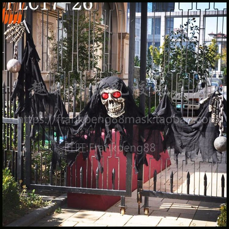 New Voice-Controlled Skull Hanging Ghost Halloween Haunted House Secret Room Props Bar KTV Set Decoration Pendant Horror
