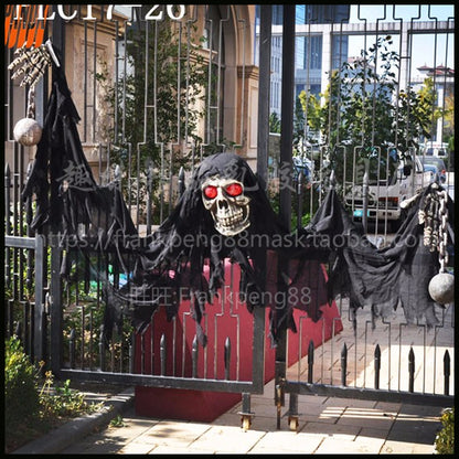 New Voice-Controlled Skull Hanging Ghost Halloween Haunted House Secret Room Props Bar KTV Set Decoration Pendant Horror