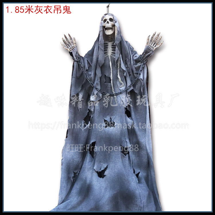 New Voice-Controlled Skull Hanging Ghost Halloween Haunted House Secret Room Props Bar KTV Set Decoration Pendant Horror