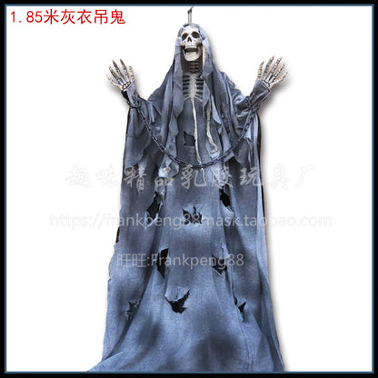 New Voice-Controlled Skull Hanging Ghost Halloween Haunted House Secret Room Props Bar KTV Set Decoration Pendant Horror