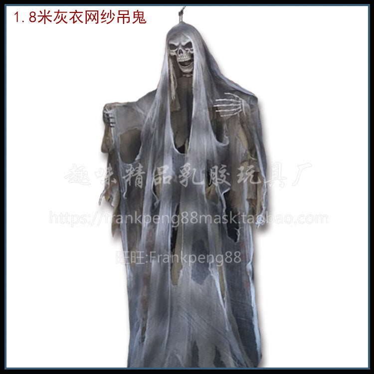 New Voice-Controlled Skull Hanging Ghost Halloween Haunted House Secret Room Props Bar KTV Set Decoration Pendant Horror