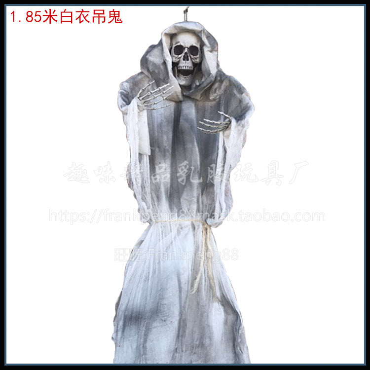 New Voice-Controlled Skull Hanging Ghost Halloween Haunted House Secret Room Props Bar KTV Set Decoration Pendant Horror